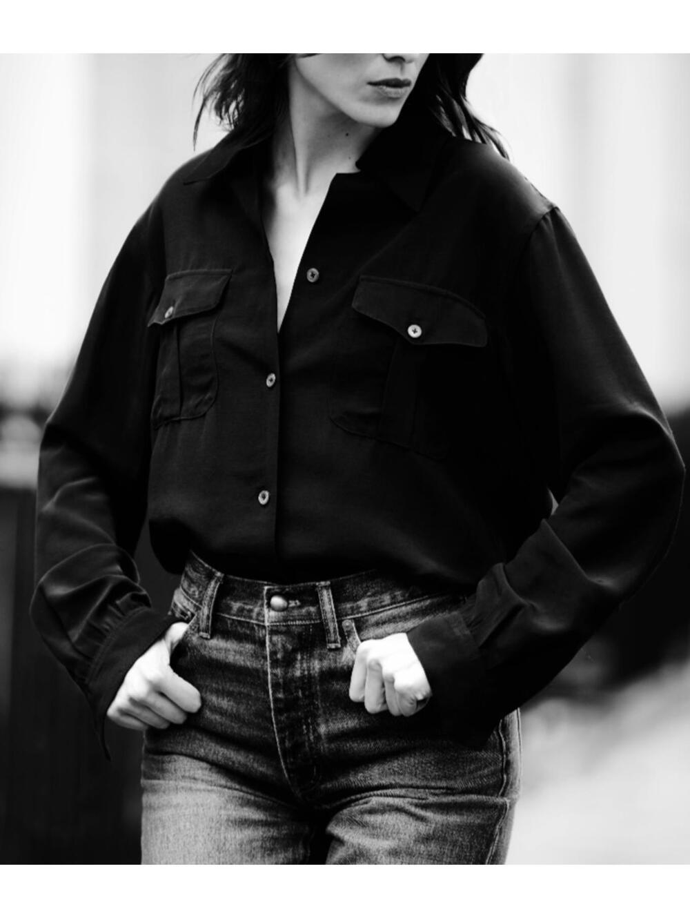 ALEXA CHUNG X MADEWELL black button down shirt sz M